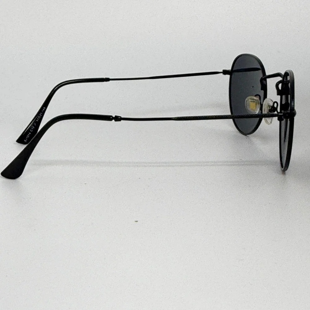Sojos SJ1014 C12 Black Round‎ Sunglasses Retro Frame Grey Lens 51-21-149